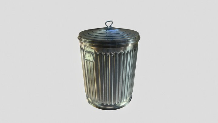 Free Galvanized Steel Garbage Trash Bin 3D Model