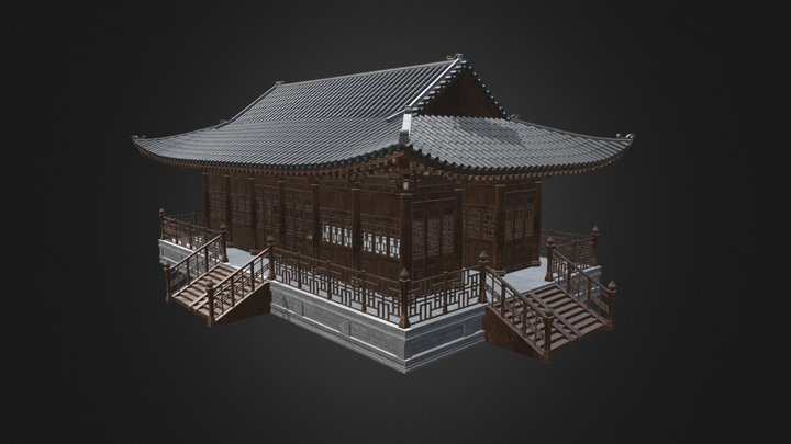 Procedural asian architecture test 1 3D Model