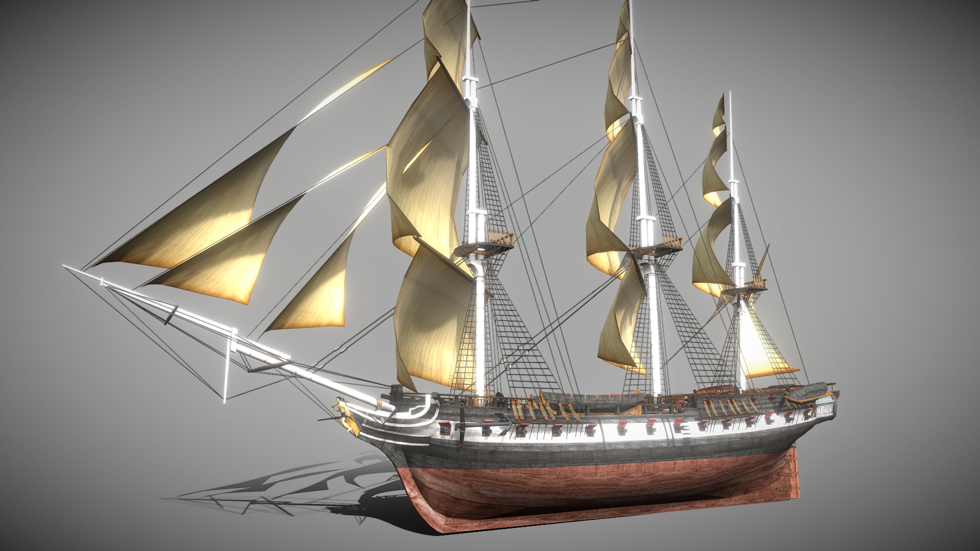 3D model USS Essex (1799) - This is a 3D model of the USS Essex (1799). The 3D model is about a model of a ship.