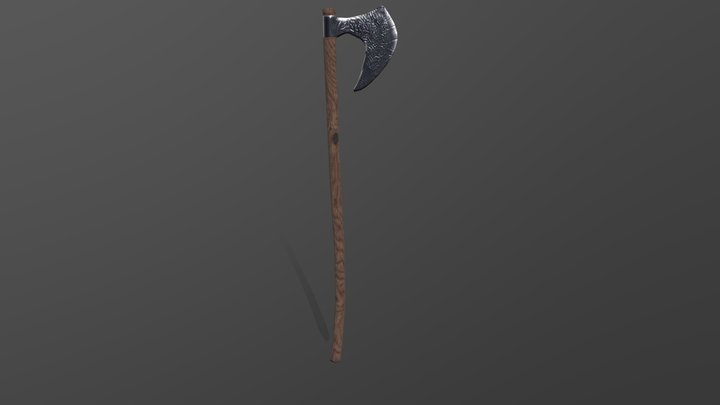 Ornate One-bladed Battleaxe 3D Model