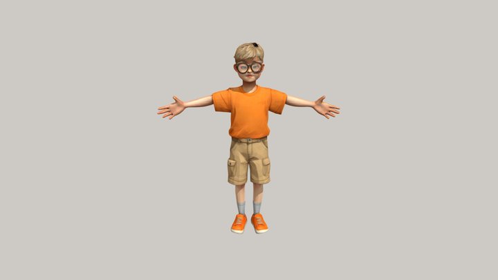 Cheerful Boy with Open Arms – 3D Character 3D Model