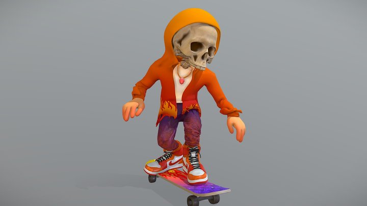 Skull Boy Cute Character 3D Model