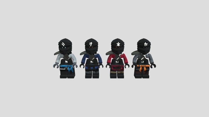 Crystalized Ninjago Kai, Jay, Cole, Zane OG Four 3D Model