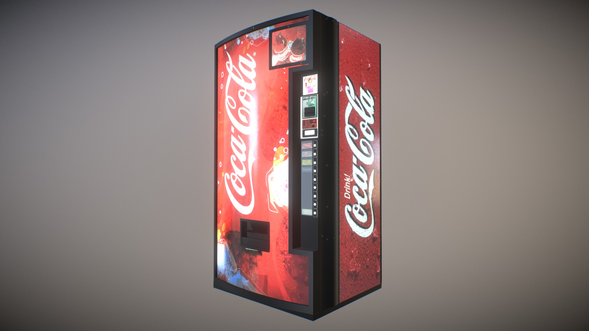 3D model Soda Vending Machine - This is a 3D model of the Soda Vending Machine. The 3D model is about a soda can on a wall.