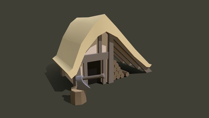 Stylised Medieval Buildings - Woodcutter Hut 3D Model