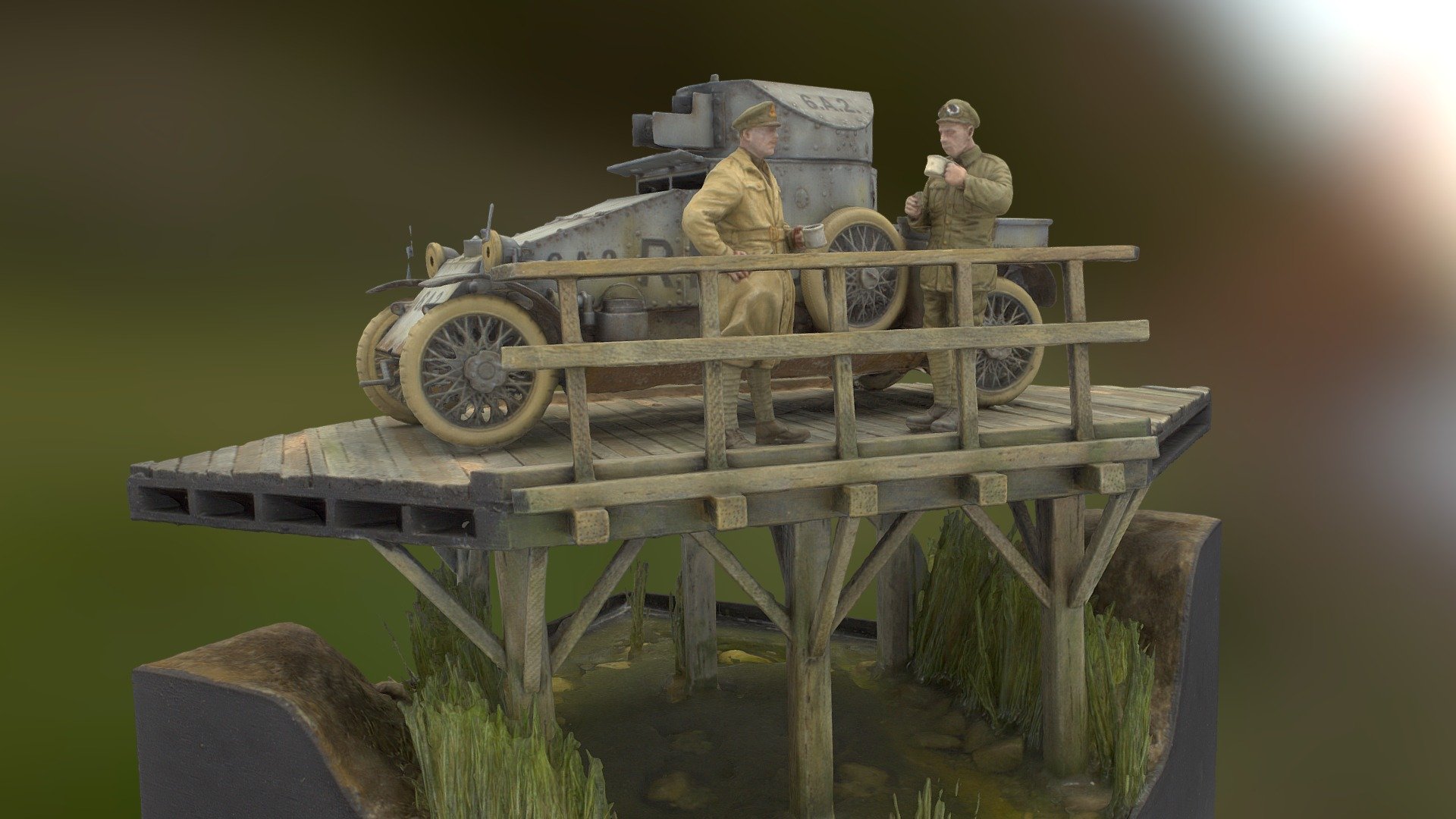 Diorama d'une auto blindée Lanchester