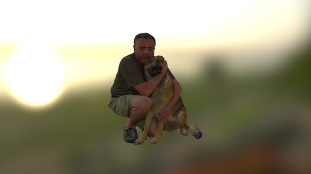 Man with a dog 3D Model