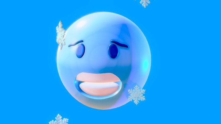 Freezing Cold Emoticon Emoji or Smiley 3D Model
