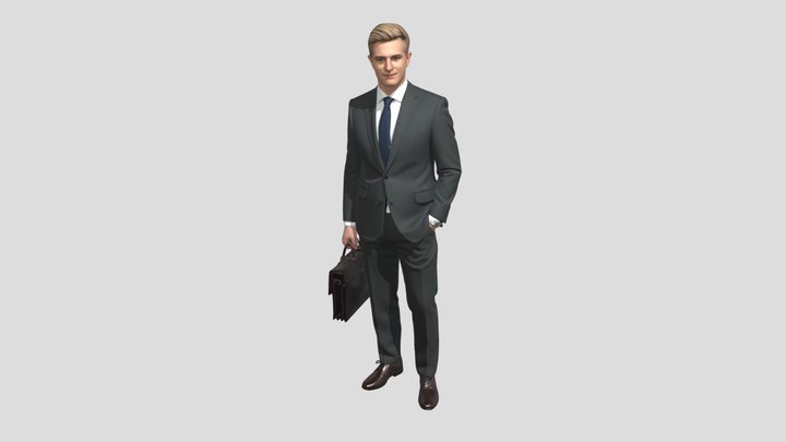 Young Professional in a Grey Suit with Briefcase – Modèle 3D gratuit STL