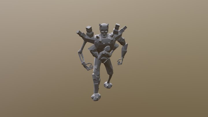 Stone Golem walking 3D Model