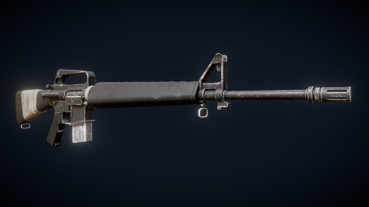 M16A1 Vietnam Weapon 3D Model