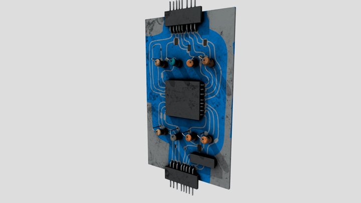 Electronic board blue 3D Model