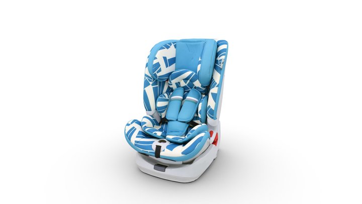 Blue and White Carseat 3D Model