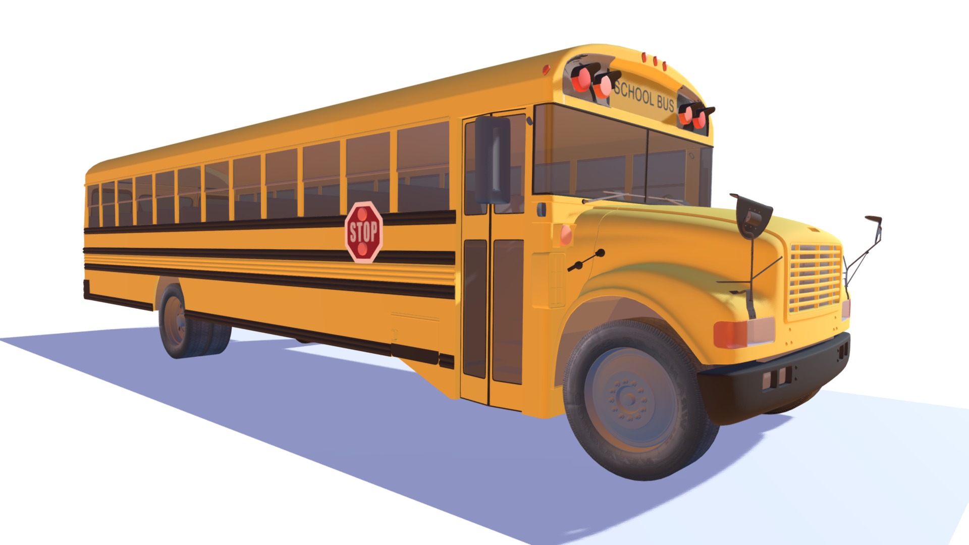 3D model School Bus - This is a 3D model of the School Bus. The 3D model is about a yellow school bus.