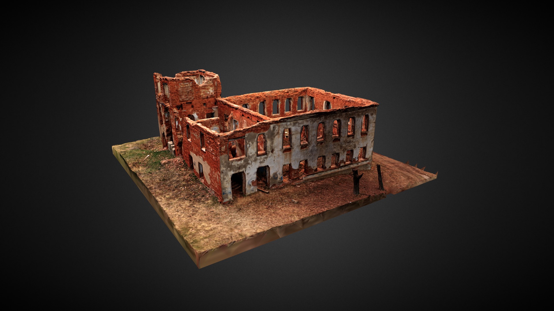 3D model Ruin in Nikolo-Berezovka - This is a 3D model of the Ruin in Nikolo-Berezovka. The 3D model is about a model of a building.