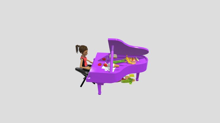 Glee Purple Piano 3D Model