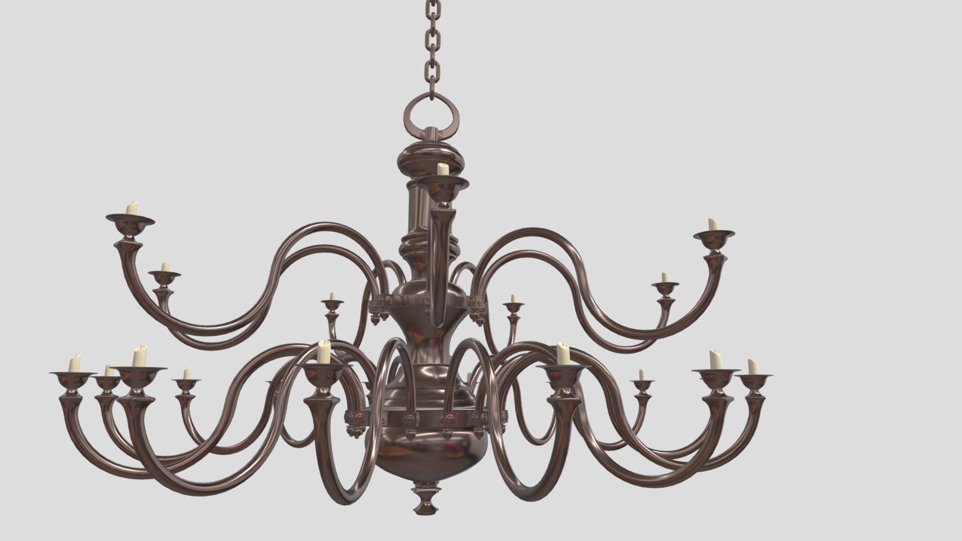 3D model Antique Chandelier - This is a 3D model of the Antique Chandelier. The 3D model is about a metal sculpture with a chain.