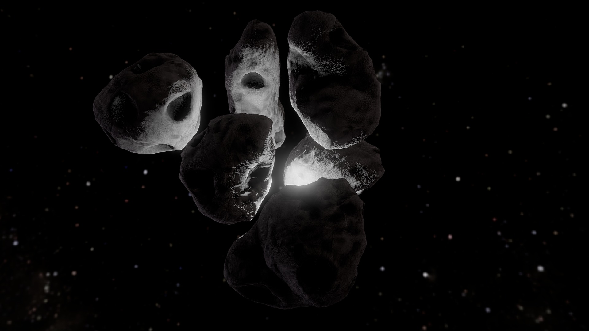 3D model Asteroids - This is a 3D model of the Asteroids. The 3D model is about a group of masks.