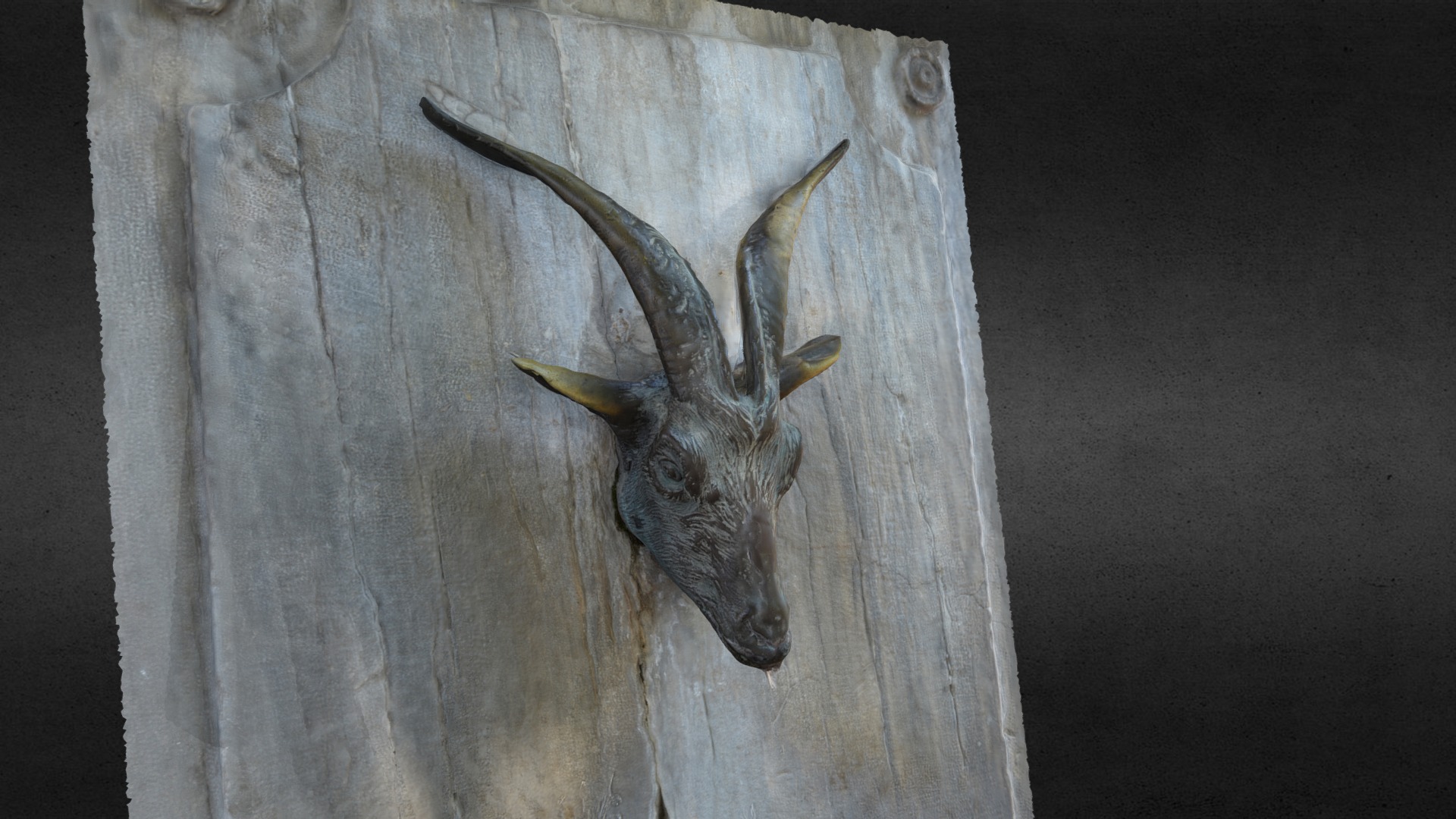 3D model Goat Head Fountain Italy - This is a 3D model of the Goat Head Fountain Italy. The 3D model is about a moose head on a piece of wood.