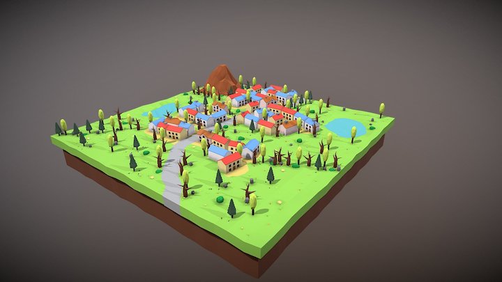 Village Autumn 3D Model