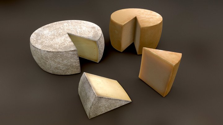 Cheese Wheels and Slices 3D Model