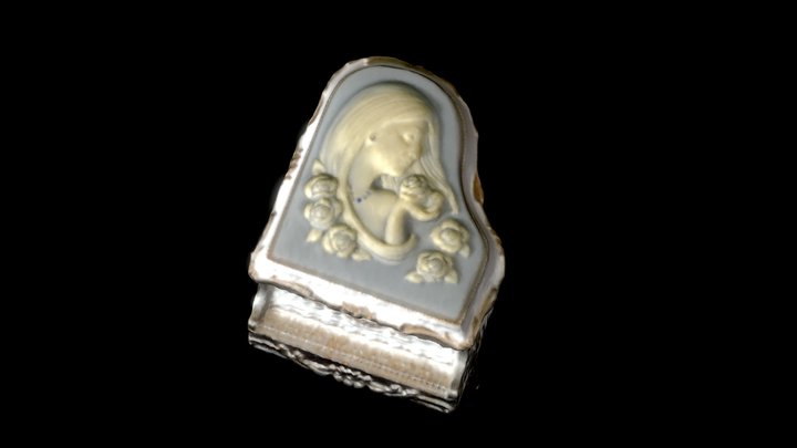 woman rococo style white piano music box 3D Model
