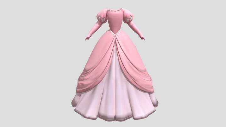 Princess Ariel Pink Clothes 3D Model