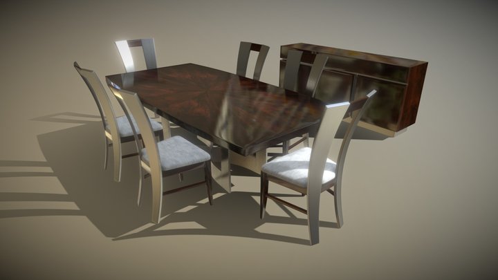 Modern Dining Room Set 3D Model