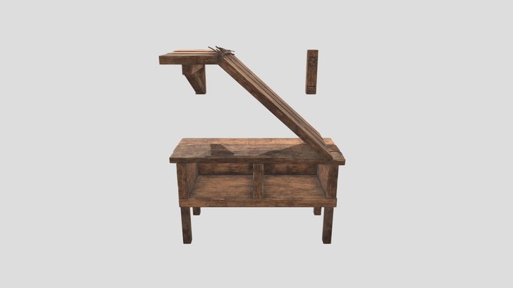 Old Wooden Drawer and Shelf 3D Model