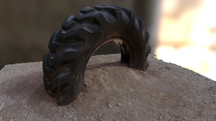 Truck Tire Stuck In Ground - Preview 3D Model