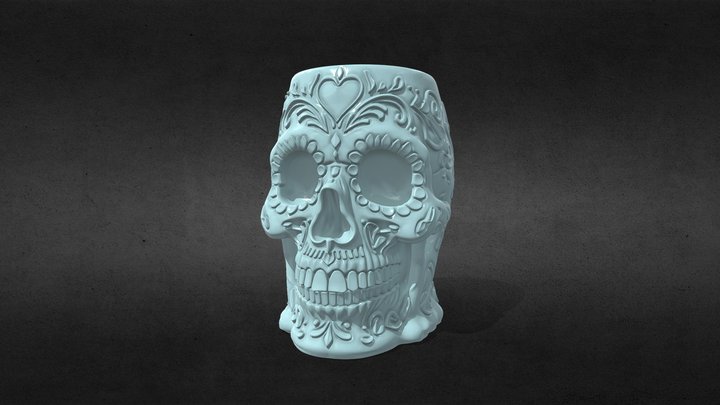 Ornamental Skull Brush Holder –  3D Design – Kostenloses 3D-Modell STL