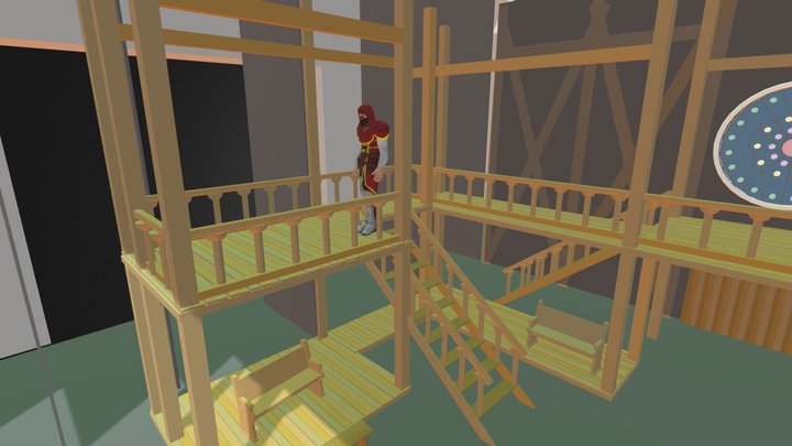 макет 1к20 со сценой и рыцарем 3D Model