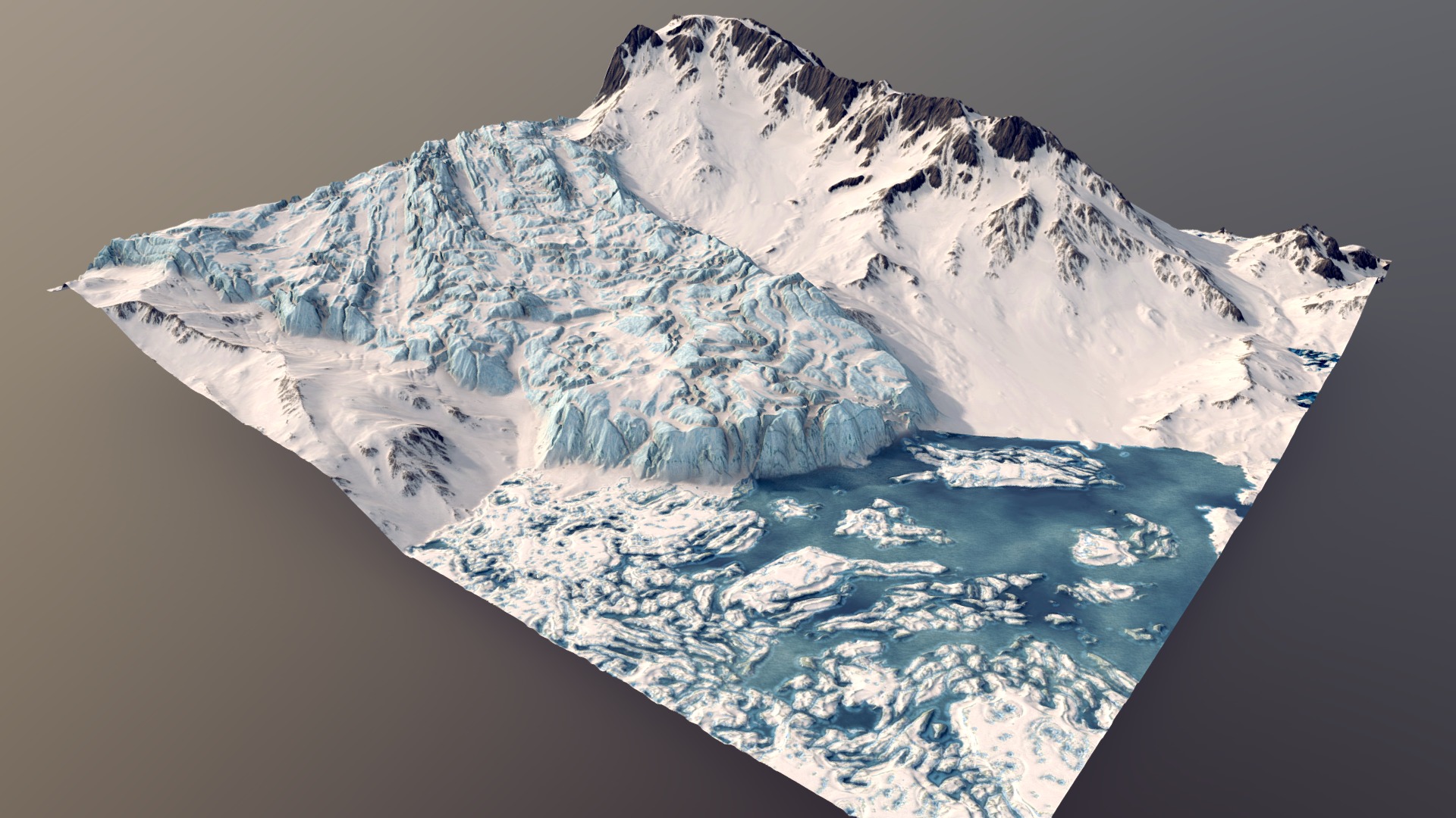3D model Glacier Ridgelines - This is a 3D model of the Glacier Ridgelines. The 3D model is about a snowy mountain range.