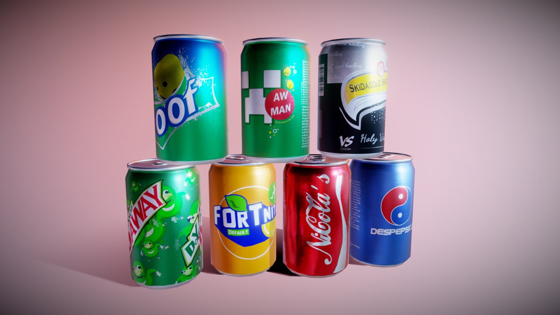 Low poly Soft drink cans