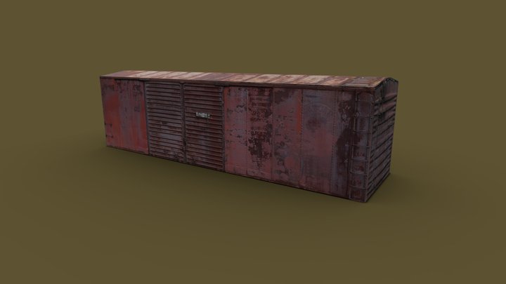 old railway container, lowpoly 3D Model