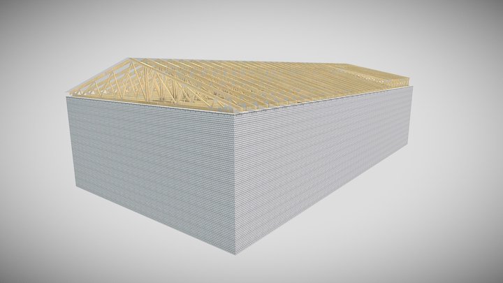 Комплект стропильных конструкций 33,7x17,2 м 3D Model