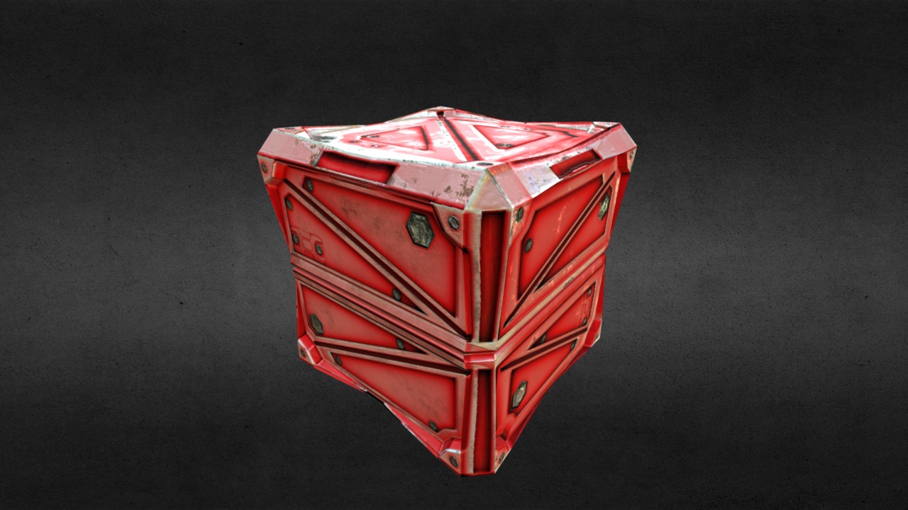 3D model PBR Sci Fi Crate - This is a 3D model of the PBR Sci Fi Crate. The 3D model is about a red box with a white label.