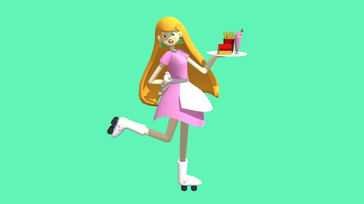 Retro Waitress 3D Model