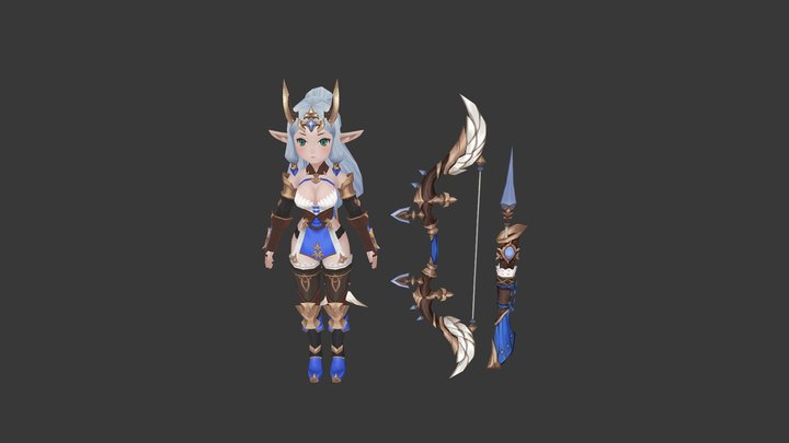 猎魔军团(엽마군단)_Archer 3D Model