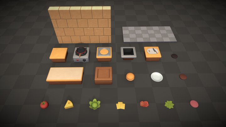 Kitchen Game Assets 3D Model