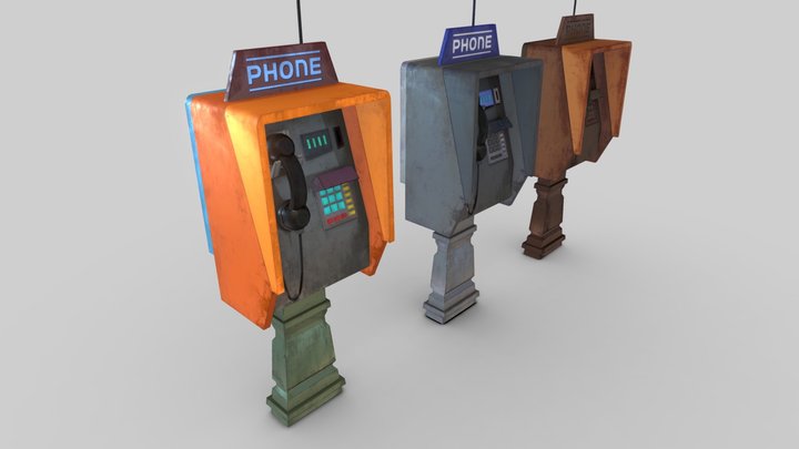 Phone Booth LowPoly 3D Model