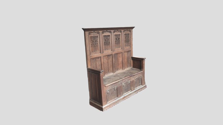 Réplica de banco en madera. Siglo XVII 3D Model
