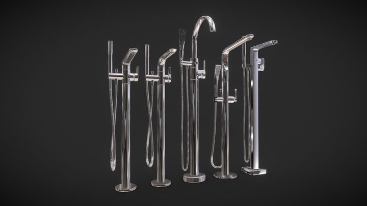 Free standing bath mixers Grohe set 131 3D Model