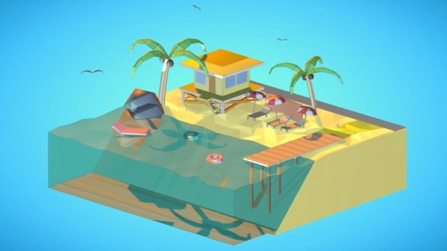 Isometric beach - Daily render - 9 3D Model