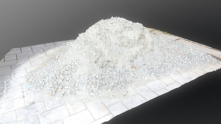 White rubble stone heap pile on street 3D Model