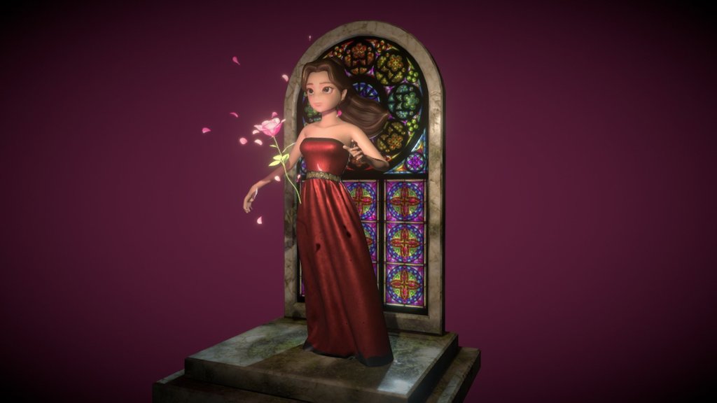 Belle and magic rose - 3D model by gazak [3c0ad3a] - Sketchfab