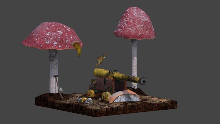 Cannon and Environment 3D Model