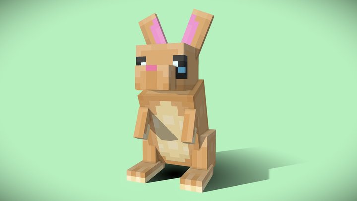 Rabbit - Beige - Low Poly Custom Minecraft Model 3D Model