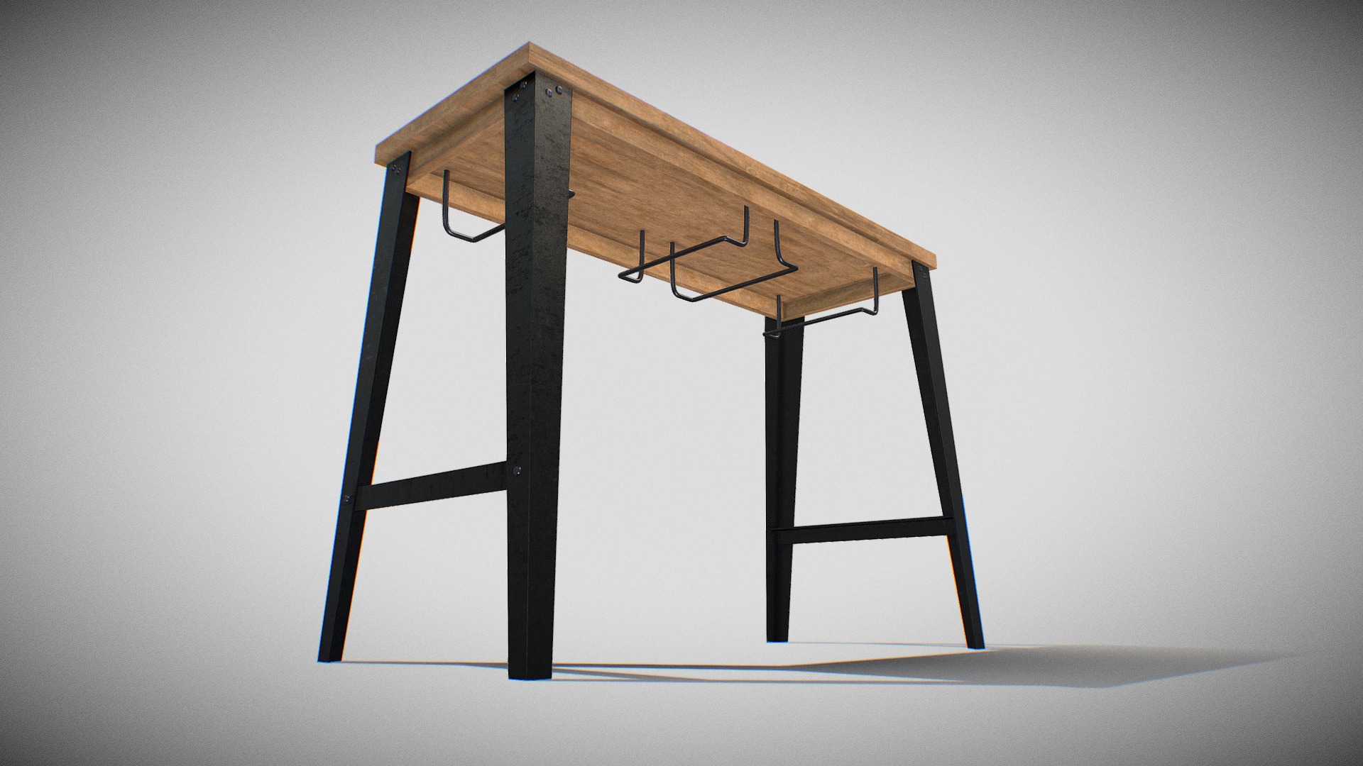 3D model Table wooden 08 - This is a 3D model of the Table wooden 08. The 3D model is about a wooden table with a metal frame.