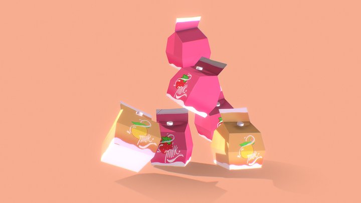 Strawberry Milk 3D Model